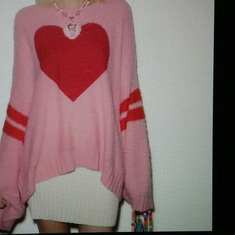 Wildfox Couture stripes heart❤flare sleeve sweater